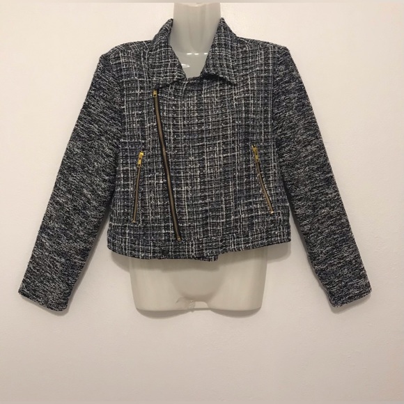 SUNDAYS bliss lined jacket navy zip up top blazer size small - Picture 3 of 10